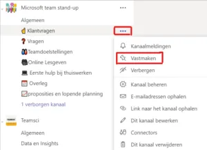 Maak kanalen waar je veel in werkt vast